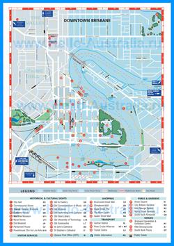 Туристическая карта Брисбена с магазинами